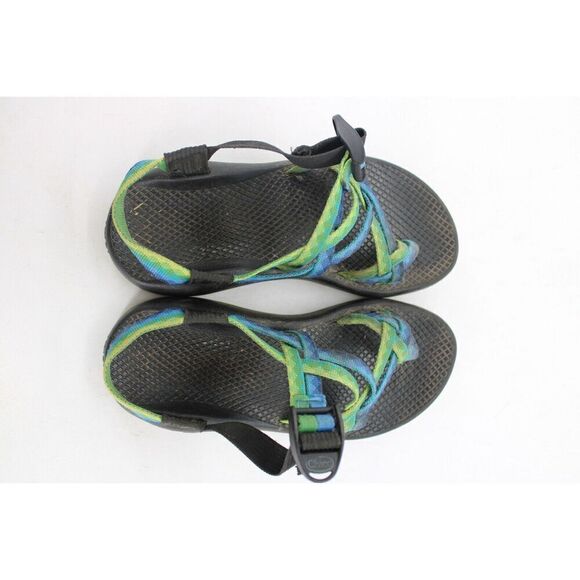 Chacos Hiking Sandals ZX2 Vibram Sole Double Strap W6 Yellow Green Blue Toe Loop - Picture 10 of 11
